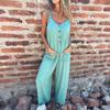 Summer New Independent Station European and American Solid Color Button Insert Bag Loose Casual Strap Jumpsuit Women