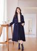 Women's Dark Blue Wool Trench Coat, Autumn/Winter 2025, Thickened Mid-Length, Elegant Design.