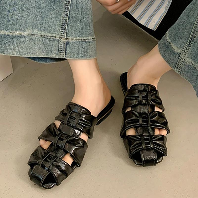 

Fashion Designer Women Slippers Flats Cozy Mules Shoes Fashion Summer Sandals 2025 Dress Flip Flops Casual Walking Sandalias De Mujer 35 чёрный