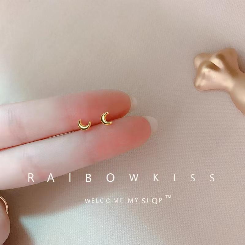Gold Color Silver Plated Mini Butterfly Heart Stud Earrings For Women Cartilage Helix Tragus Piercing Jewelry Gift