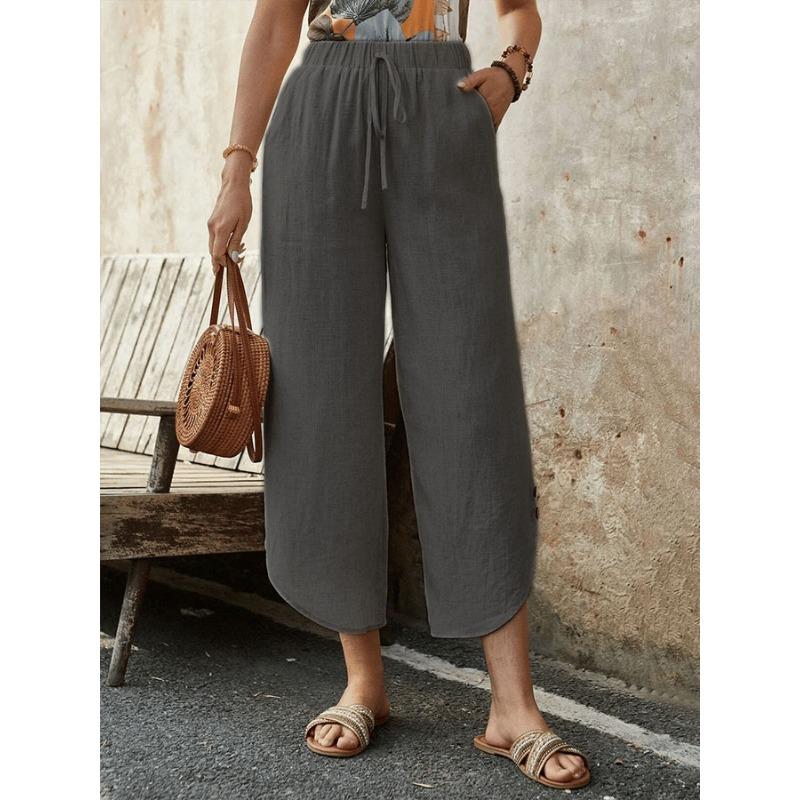 JPNTKY Women's Fashion Casual Solid Color Print Pants & Capris