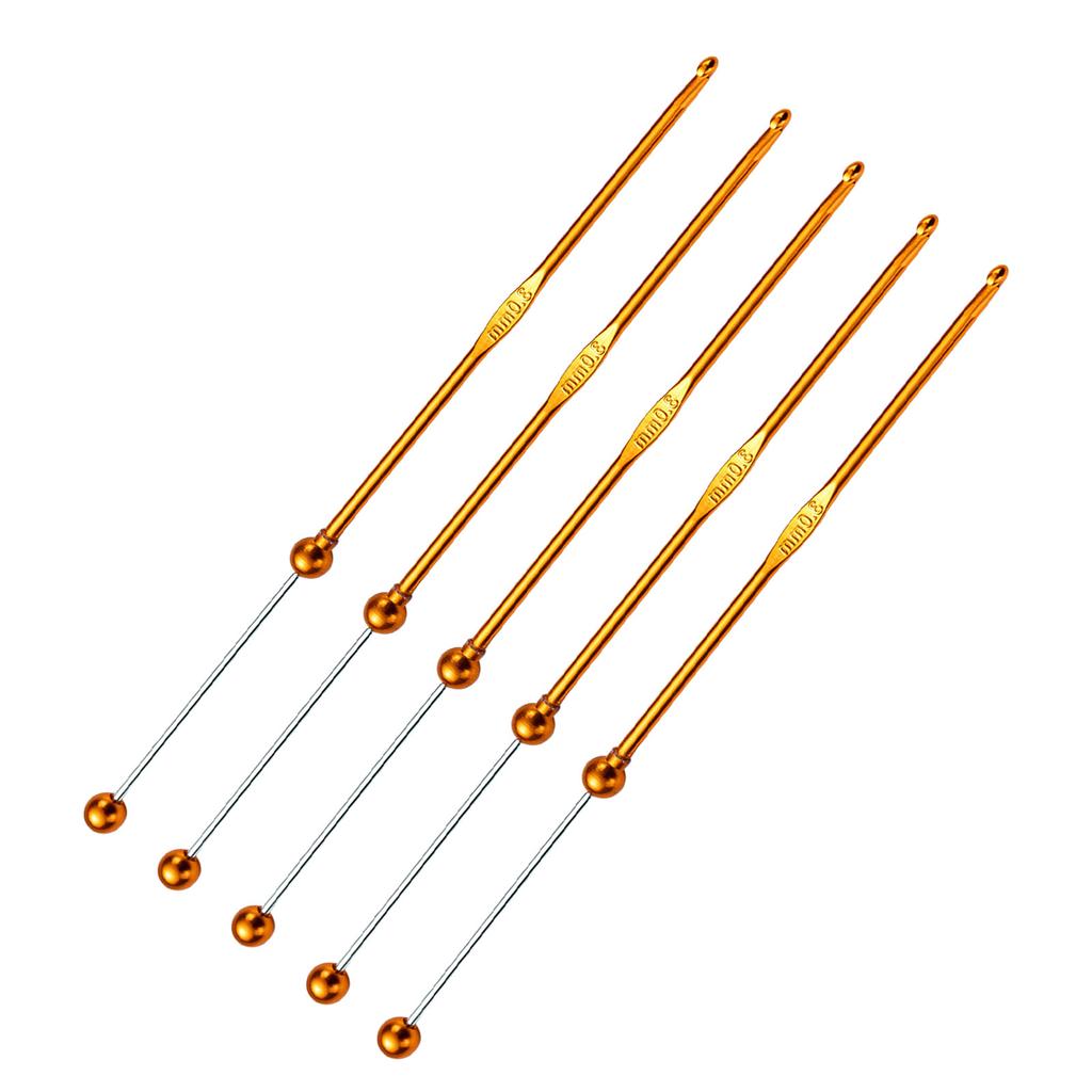 Set 5 Croșete Metalice Mărgele Lucrate Manual Acul de Croșetat Lucrat Manual Acul de Tricotat Lucrat Manual pentru Croșetat Tricotat