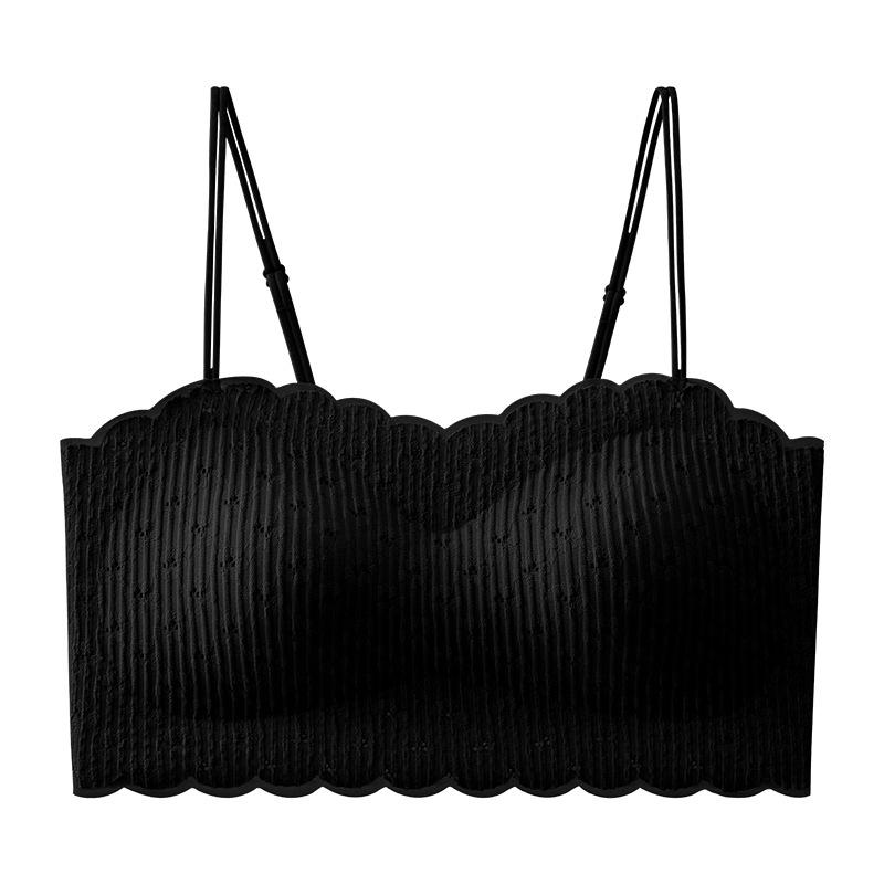 Summer Seamless Lace Strappy Push-up Ice Silk Wire-free Vest Bra F (42.5-60 kg)