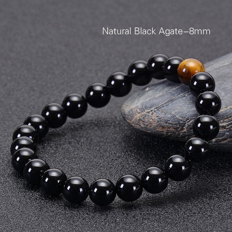 JYL TS Bracelet en Cross Handmade Style Boosts Faith & Simplicity 8MM-black agate индийская желтого