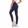 Frauen Einfarbig Fitness Lange Hosen Hohe Taille Sport Hüfte Heben Hosen Seite Tasche Läuft Yoga Leggings