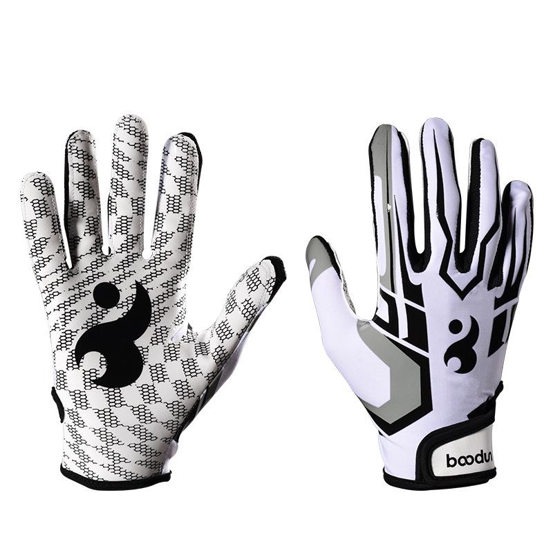 

1 Pair Football Gloves Youth Kids Football Receiver Gloves Non-Slip Silicone Grip Glove With Adjustable Wristband L