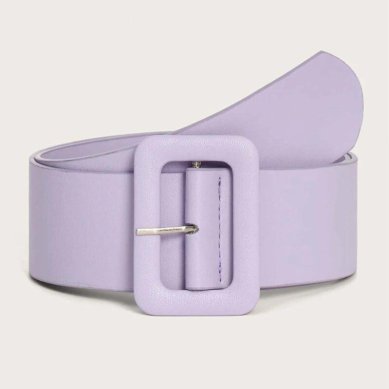 

Женский широкий ремень из искусственной кожи, модный простой ремень для женского платья, роскошный дизайнерский брендовый черный, розовый ремень, женский ремень DT167 100cm фиолетовый