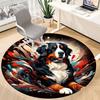 1PC Dogs Abstract Office Round Area Rug, Mat Suitable For Office, Under Office Chairs Bedroom Living Room Home Decor, Room Deco