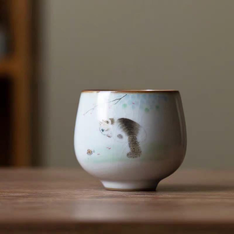 Ru Kiln Crackle Glaze Ceramic Tea Cup Kung Fu Tea Set