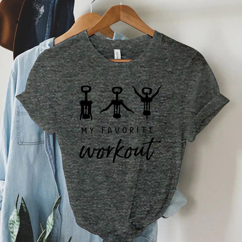 Funny Women Broadcast Gymnastics Tshirt My Favourite Workout Funny Graphic Tee Short Sleeves Casual Harajuku Fashion Tee Shirts