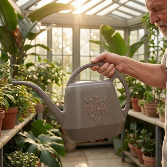 4L Plastic Watering Can Long Spout Watering Can with Ergonomic Handle Houseplant Watering Pot