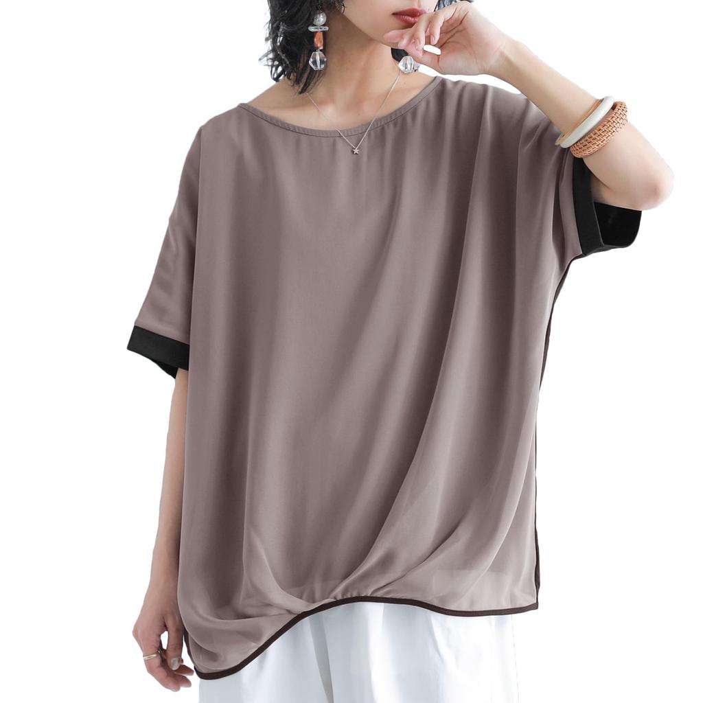 Osharewalker Cooling Drape Cut and Pullover Cool to the tjn0495 n'OrLABEL Top, Women's T-Shirt, Sewn, Top, Touch, Spring/Summer, Stylish,