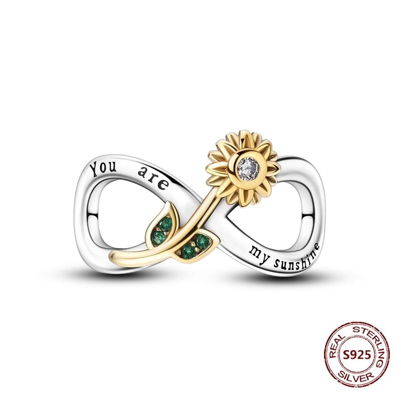 Copper Yellow Series Fashion Gold Sunflower Heart Charm Beads Fit Original Bracelet Party Diy Jewelry Gift