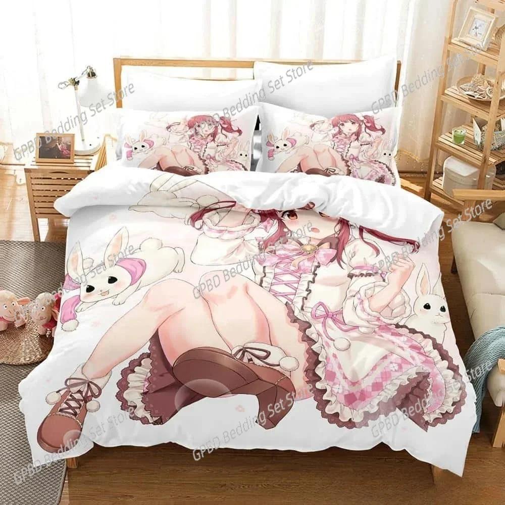 Comforter Anime Kawaii Girls Chieri Ogata Bedding Set 3D Printed Suitable For Bedroom Kids Home Textile