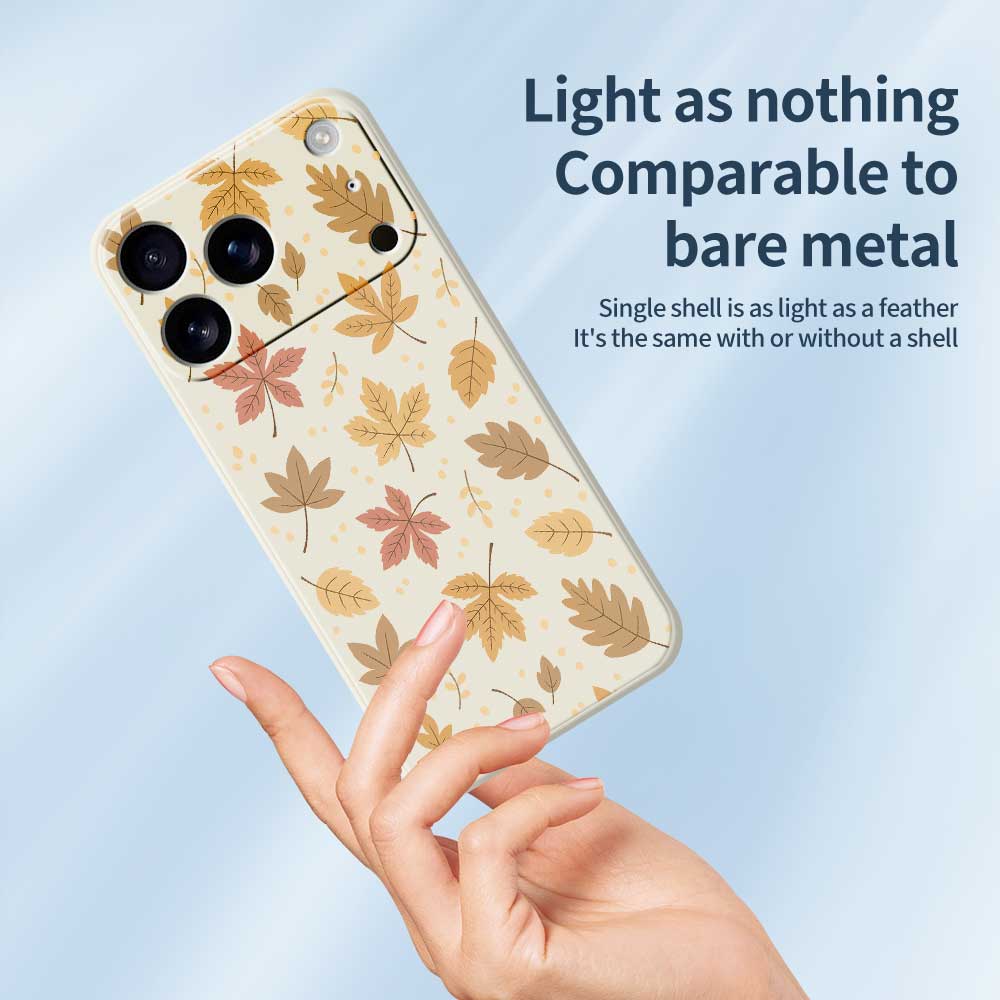 For iPhone 17 Pro Case Leaves Pattern Printing Straight Edge TPU Phone Back Cover