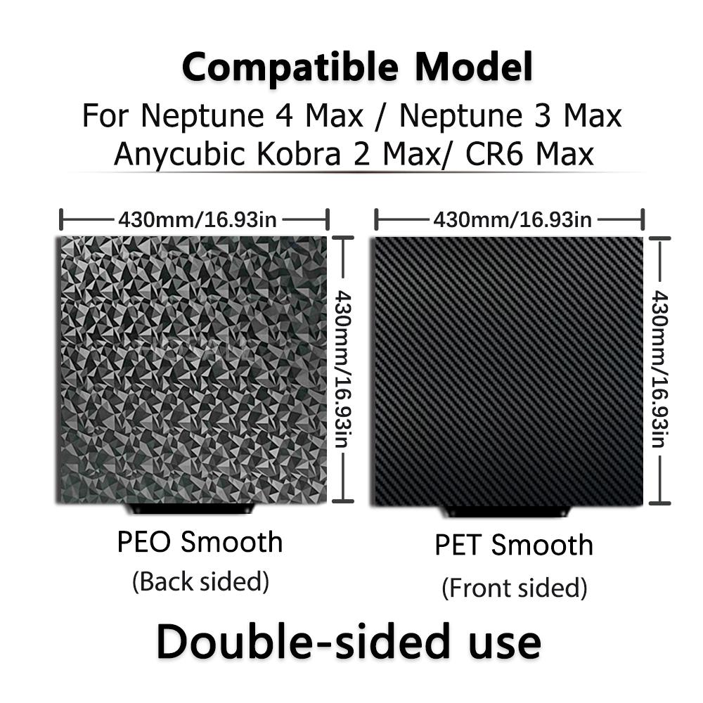 430X430 PEI Build Plate Double Side Sheet Heated Bed for Anycubic Kobra 2 Max Elegoo Neptune 4 Max/Neptune 3 Max Build Plate