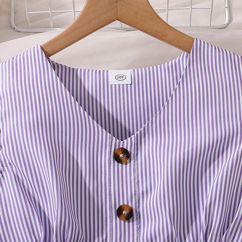 Princeznovské šaty s nabíranými rukávy pro dívky, věk 7-12 let - Letní kolekce