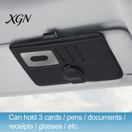 Car Visor Mount for Glasses Sun Holder, Eye Clip Organizer Driving Eyeglass Hanger Vehicle, Multi Functional Storage Pouch Sunglasses, Ticket