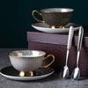 Knochenkeramik-Kaffeebecher-Set Klassisches Gittermuster Tassen-Kaffeezubehör-Sets mit Geschenkbox-Verpackung Hochzeitsgeschenke Chinesische Teetasse Trinkgeschirr