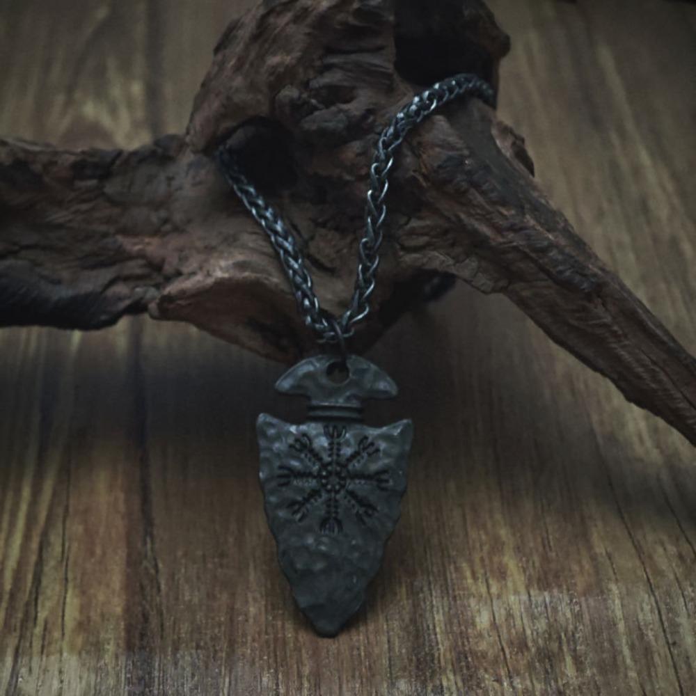 Vintage Viking Pirate Spear Rune Pendant Necklace Party Punk Necklaces Protector Wholesale Jewelry