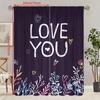 2 Stück - Ich liebe dich bedruckte Vorhänge, Stangentaschenvorhänge 42*84, Schlafzimmer und Wohnzimmer, Heimdekoration, Raumdekoration