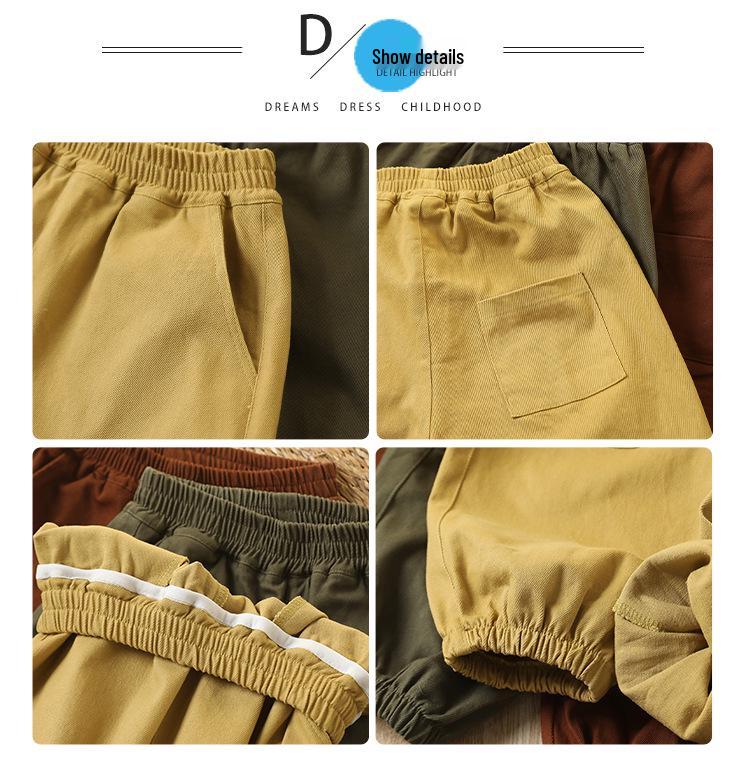 Pojkars 2025 Höst Koreansk Stil Lediga Mjukisbyxor: Trendig, Stilfull, Lös passform med uppvikt design