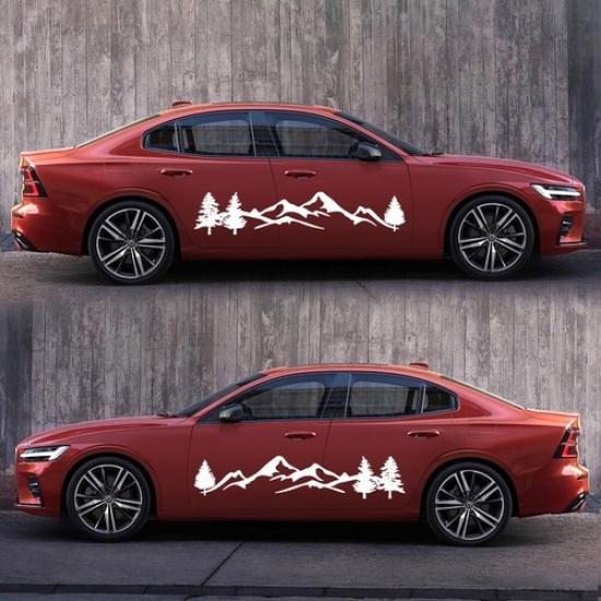 Auto Vinyl Stickers Car SUV Side Body Mountain Tree Forest DIY Decoration Decals