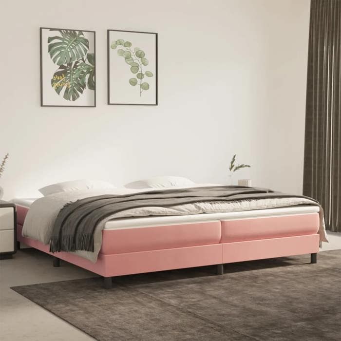Maison Exclusive - Sommier à lattes de lit avec matelas Rose 200x200 cm Velours