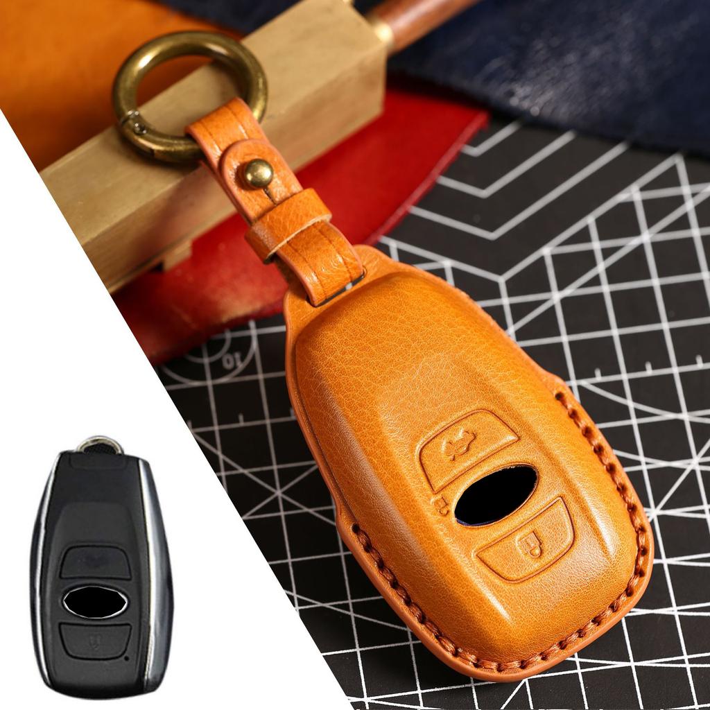 Leather Car Remote Key Cover Case Holder Shell Keyring Styling for WRX Forester Crosstrek Outback BRZ Legacy Accessories