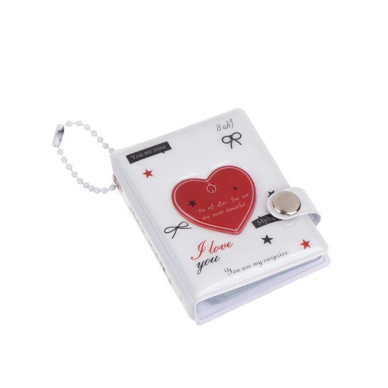 Mini Cute Heart Photocard Album 32 Pockets Portable Clear Kpop Card Holder for Idol Collectibles Travel Souvenir Gift