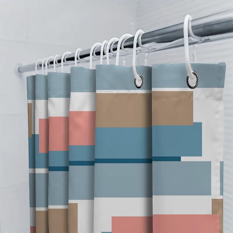 Modern Blue White Coral Red Shower Curtain Waterproof Rectangular Print Bath Decor Home Decoration Bathroom Accessories-245CmCu