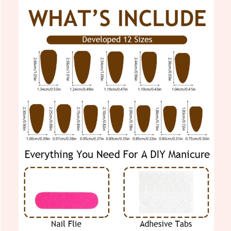 24Pcs Golden Lines Embellishments Press On Nail Short Almond Shape With Metallic Flower Effect