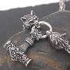 Nordic Viking Wolf Head Thor Hammer Pendant Necklace Men's Accessories