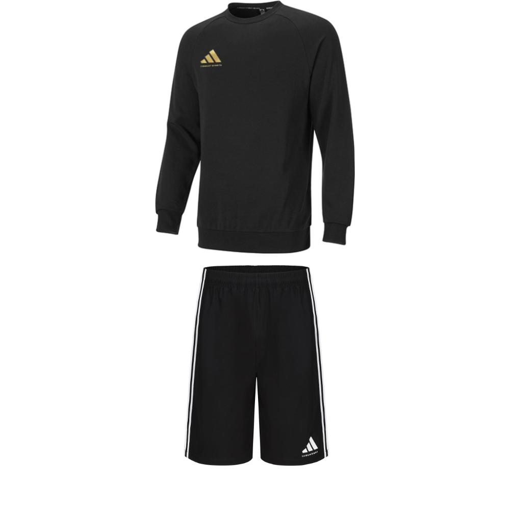 

Adidas Crew Neck Long Sleeve Striped Comfortable Shorts Casual Sports Set Men sets Black ACLLSPS3CS-BG+S21ATMSH2T-BW S