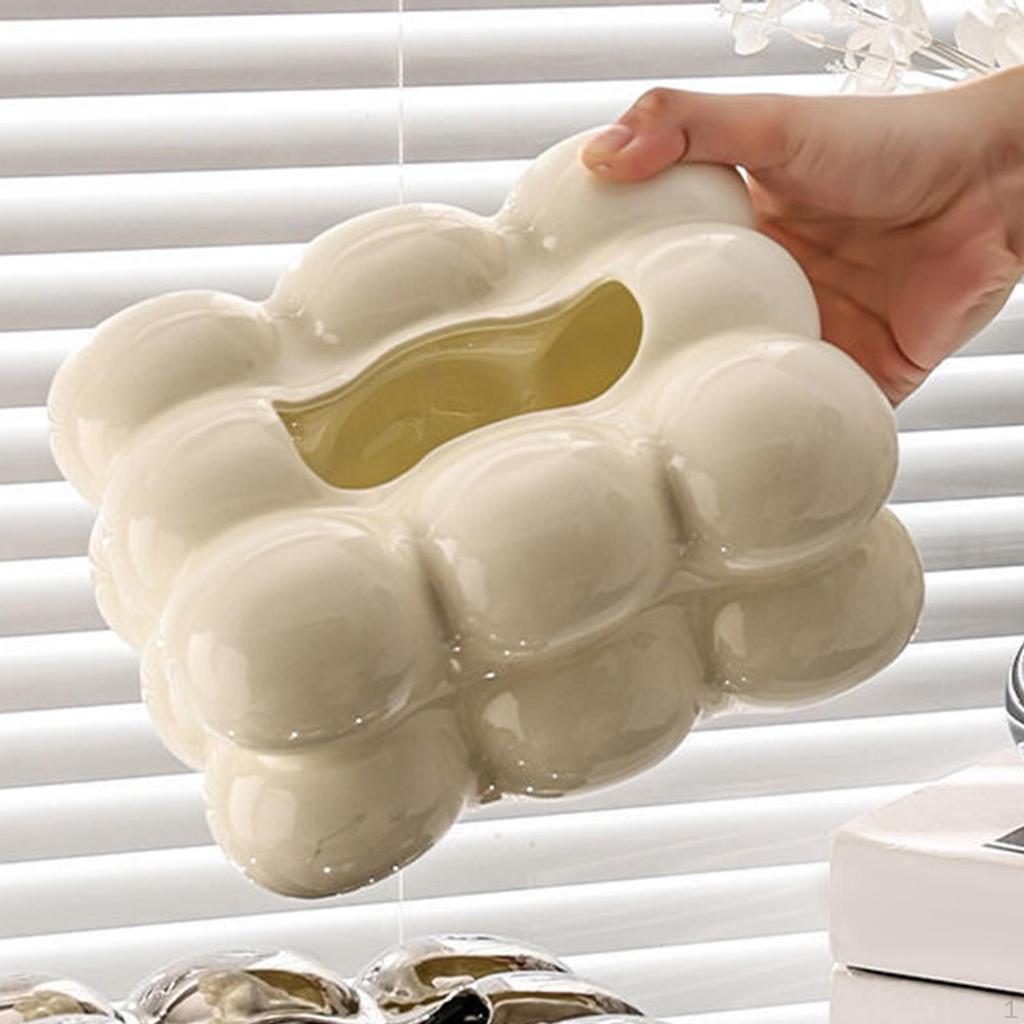 Ceramic Tissue Box Cover, Decorative Dispenser, Paper Storage Holder, Holder for Homes,