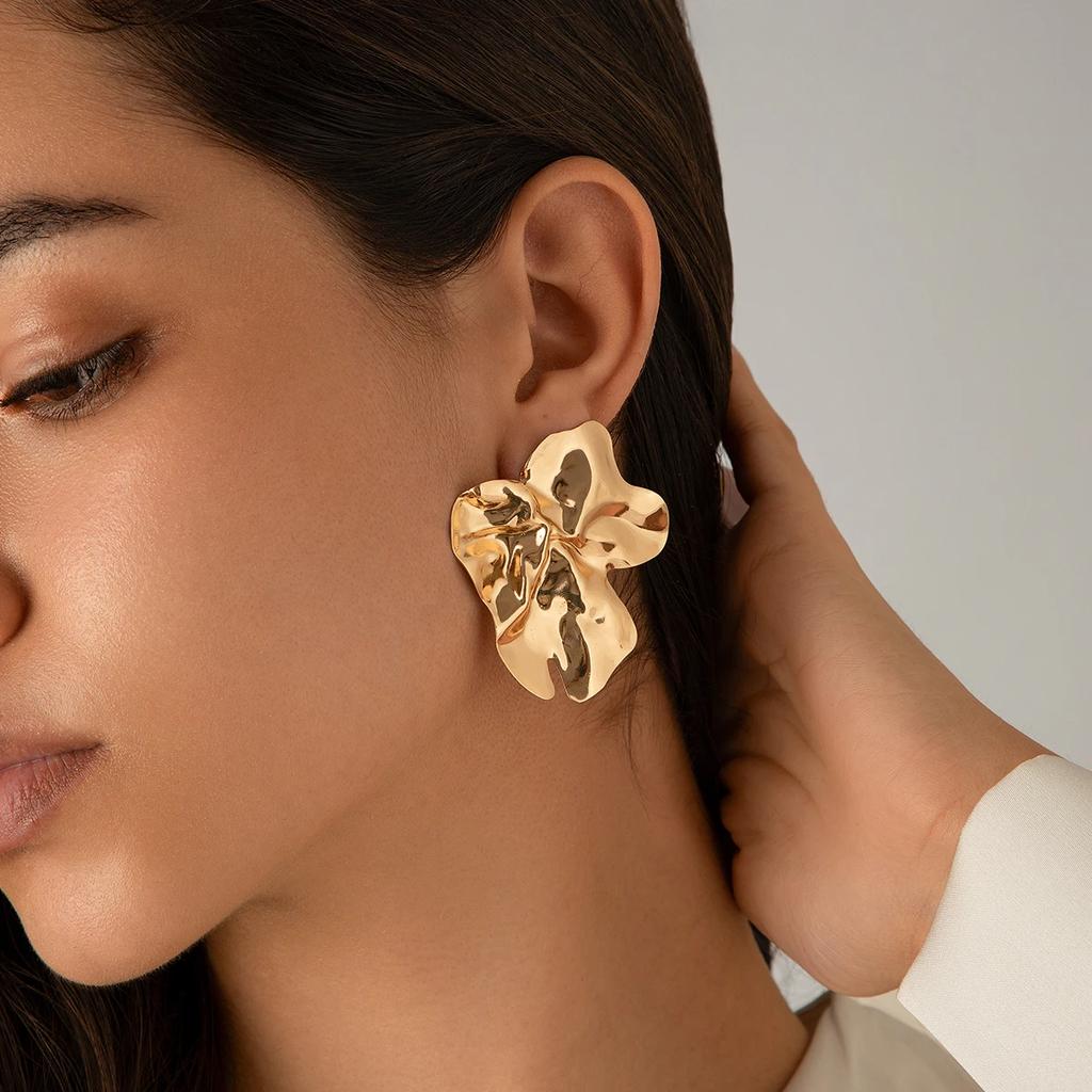 Gotické Geometrické Nepravidelné Kovové Lístkové Květinové Pecky pro Ženy Dívky Trend Jedinečný Piercing Náušnice Grunge Šperky Steampunk