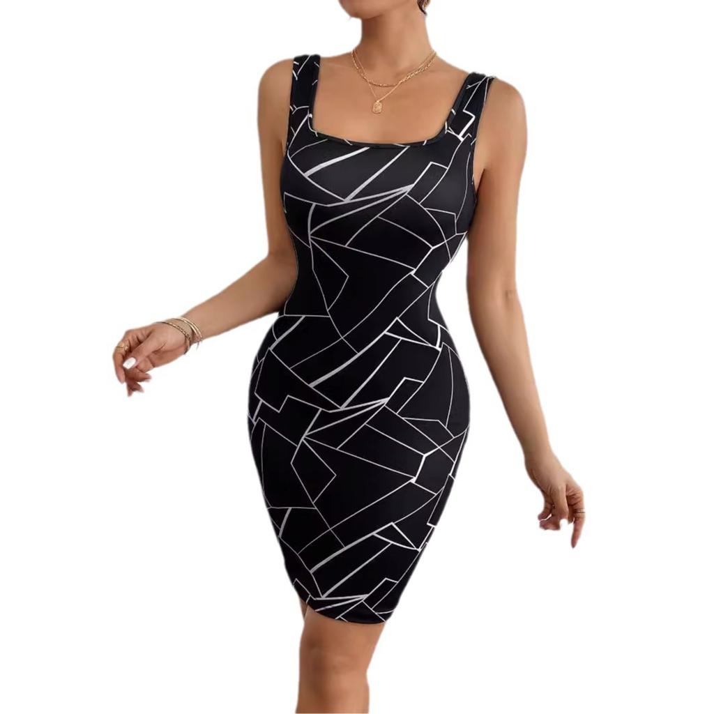 2026 Geometric Pattern Print Sexy Vest Dress