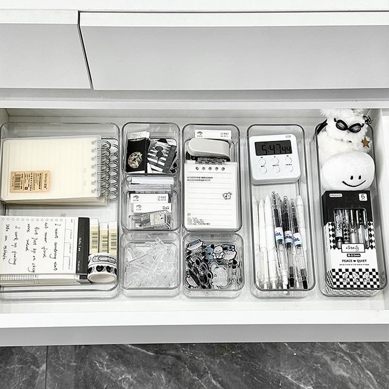 Drawer Partition, Built-In Storage Box, Desk, Stationery, Acrylic, Transparent Desktop, Cosmetics, Sundries, Sorting Storage Box.