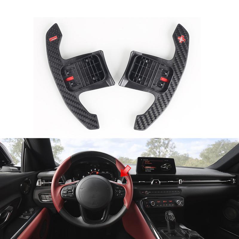 Real Carbon Fiber Steering Wheel Shift Paddle Shifter Cover Trim For Toyota Supra A90 MK5 Car Replace Accessories