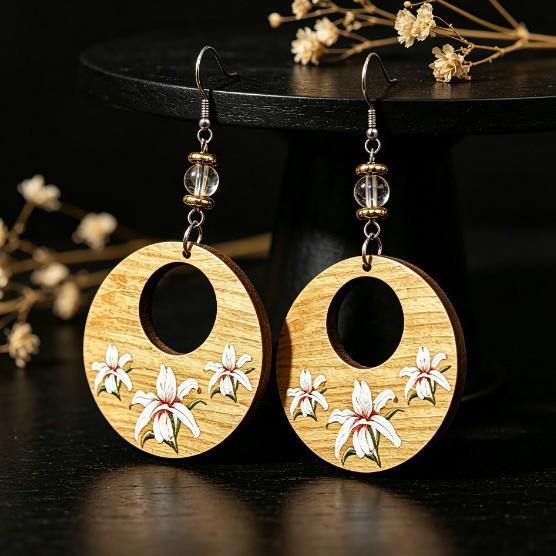 New European and American Wooden Hollow Dangle Earrings - Stylish Small Accessories