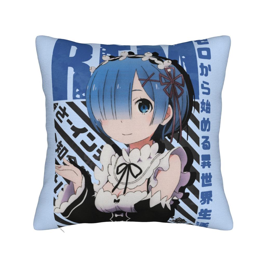 Re Zero Rezero Rem Pillowcase Soft Polyester Cushion Cover Decor Anime Manga Throw Pillow Case Cover Home Square 40*40cm