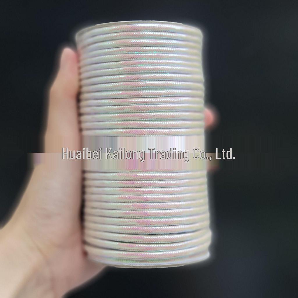 3mm Round Gold/Silver Hand-Woven Crochet Cord with Core and Silver Thread for Decoration