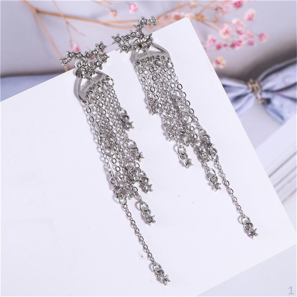 

1 paar Women Lady Tassel Eardrop Crystal Dangle Earrings срібний
