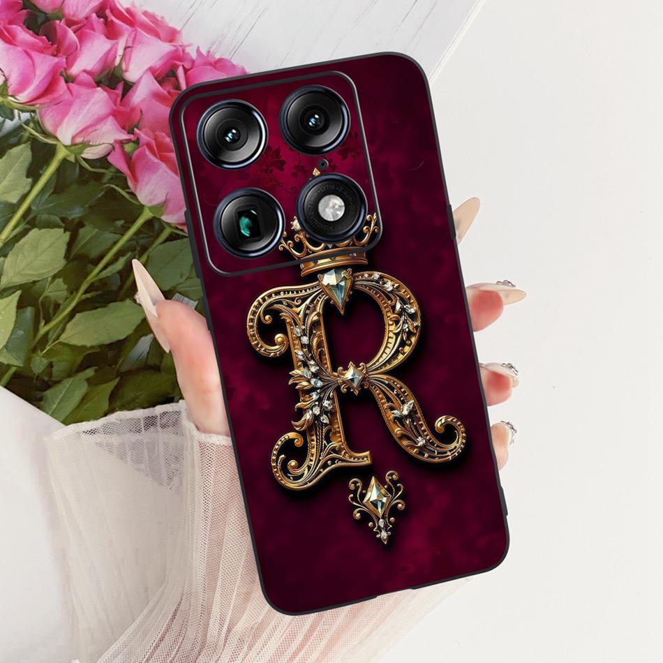 For Motorola Signature Royal Crown Initial Letter Phone Case For Motorola Signature XT2603-2 Black Silicon Soft Covers Bumpers