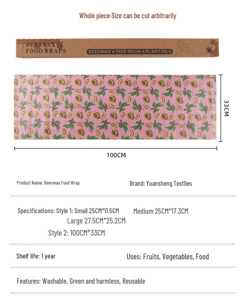 Beeswax Food-Grade Wrap for Fresh Produce Preservation – Degradable Cloth Roll