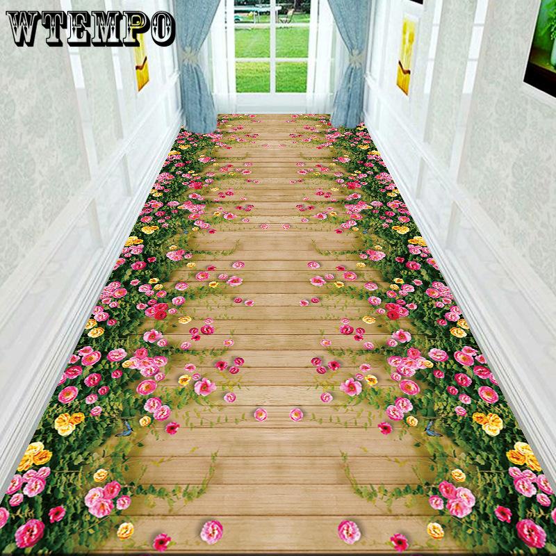 Květinový koberec Podložka na podlahu Vstupní hala Chodba Schodiště 3D Dlouhý pruh Domácí koberec