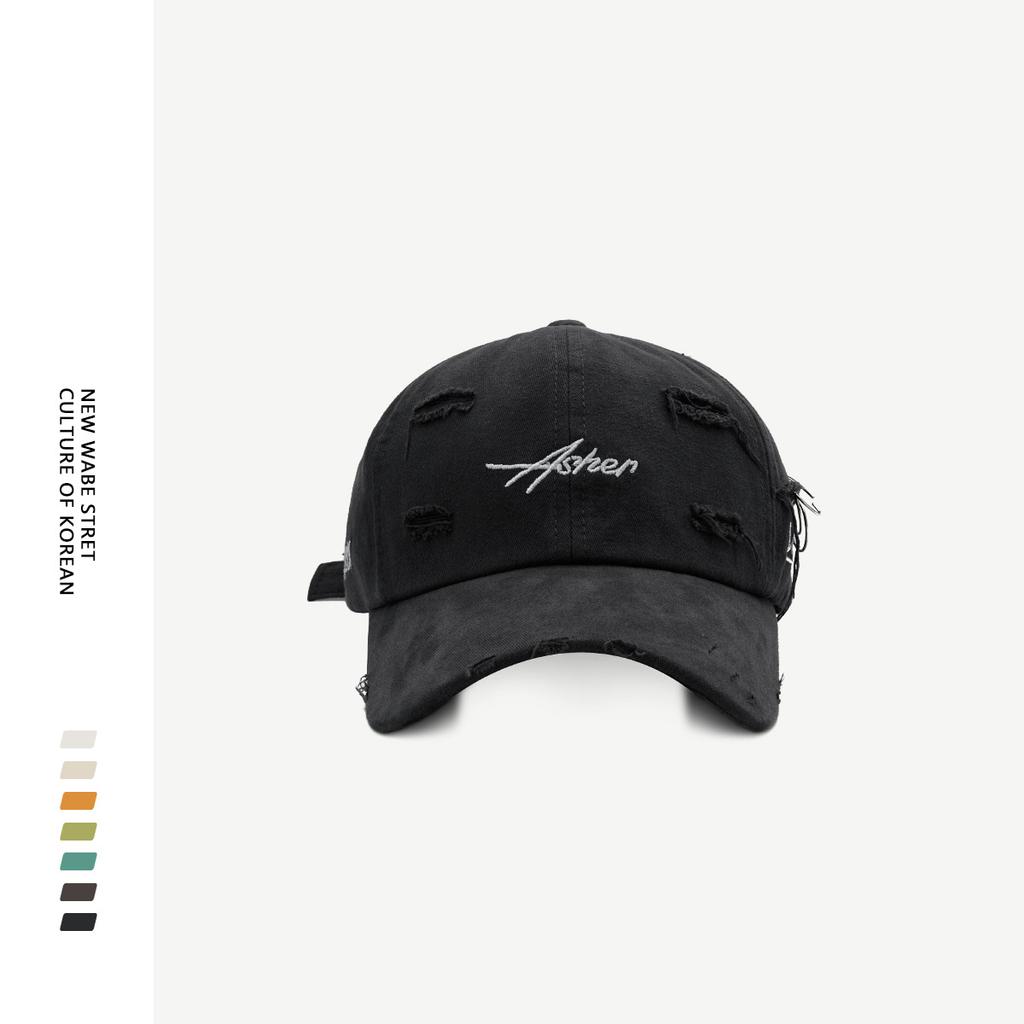 Ripped iron ring soft top cap women's spring and autumn personality simple street sunscreen baseball cap summer tide