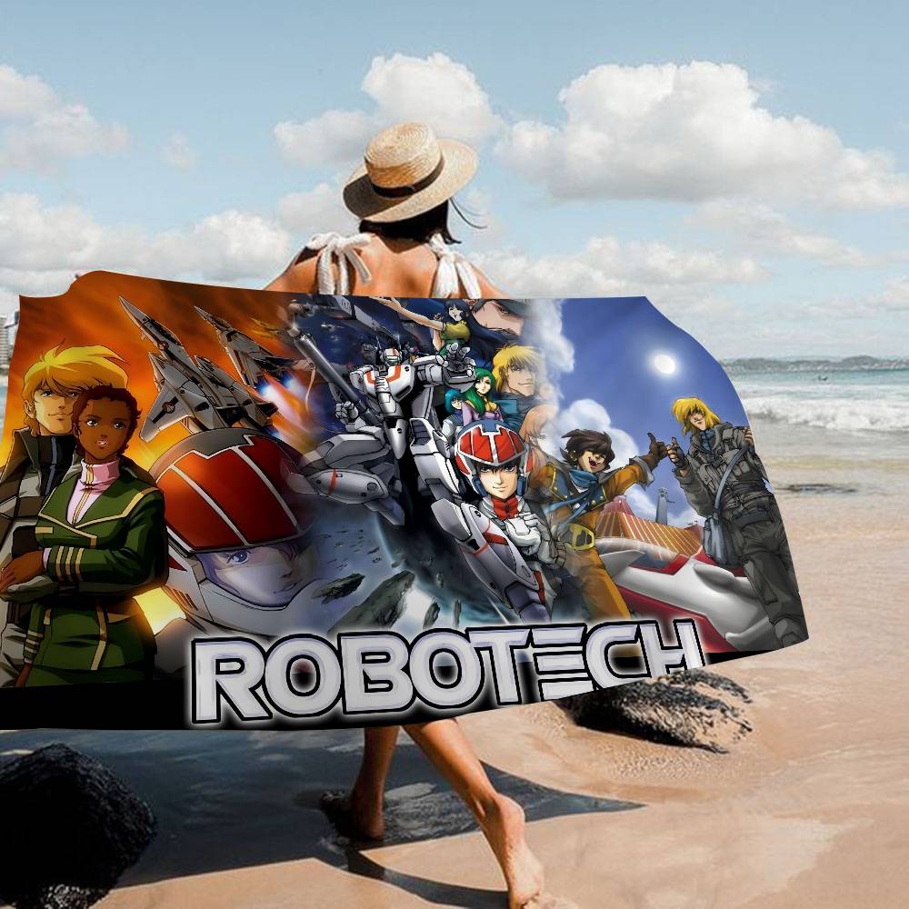Cartoon R-RobotechS Microfiber Blanket Quick Drying Beach Towels Oversized Printing Super Absorbent Pool Towel Blanket