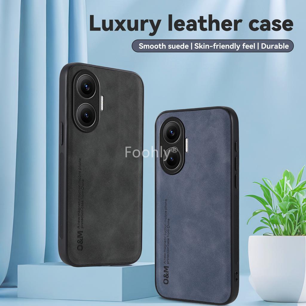 Nubuck Leather Magnetic Case for Xiaomi Poco F7 5G Protective Cover Shockproof Back Shell Coque Capa Fundas