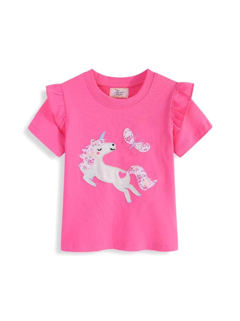 2026 Summer Girls' Short-Sleeved Embroidered T-Shirt